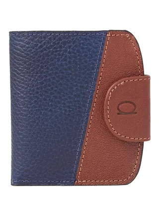 Bifold Wallet With Coin Holder And Button Clasp Navy/Havan 