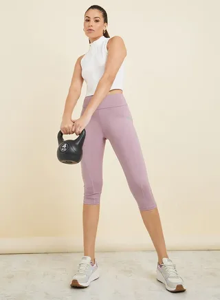Narrow Waistband Reflective Side & Calf Capri 