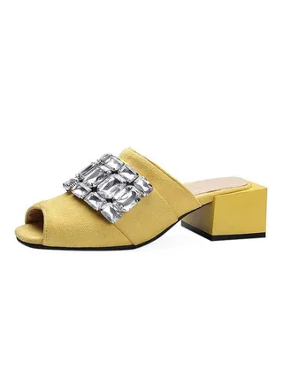 Leather Slip-On Closure  Casual Sandals Yellow 