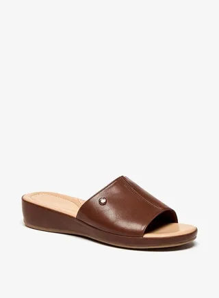 Womens Textured Slip-On Flatform Sandals 