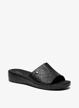 Womens Textured Slip-On Flatform Sandals 