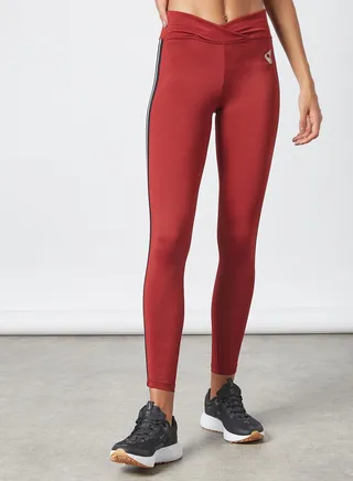 Activewear Side Tape Tights Dark Red 