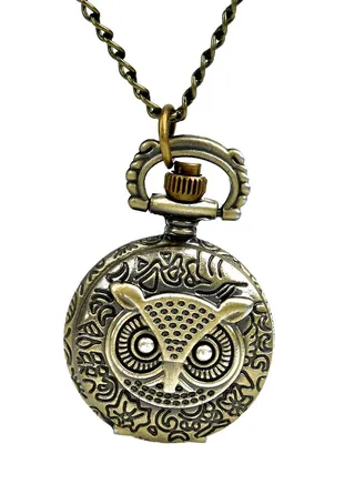 unisex Bronze Owl Metal Analog Pocket Watch 
