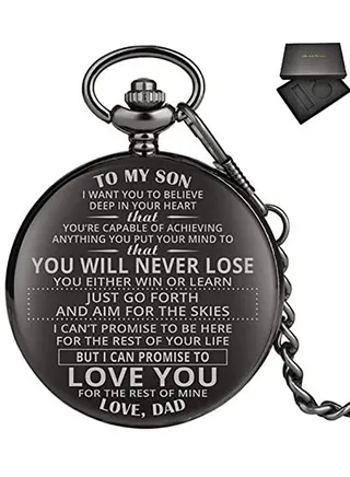 I LOVE YOU Quartz Pocket Watch Souvenir Gift For Son 