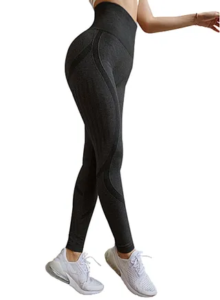 High Waist Pattern Training Leggings Black 