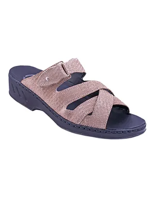Leather Slip On Casual Sandals Brown/Black 