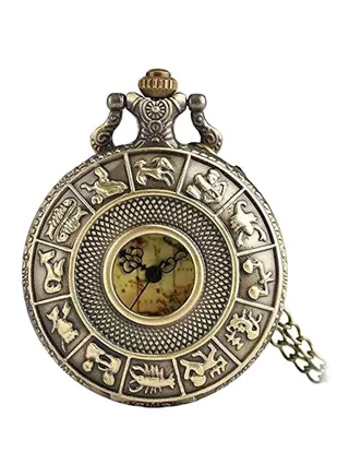 unisex Analog Pocket Watch With Chain Zodiac Sign-PV-12 
