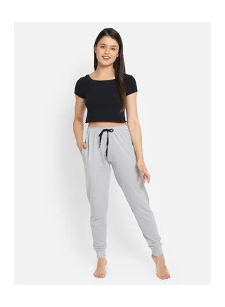 Chic Basic Cuffed Joggers in Light Grey - Knit 