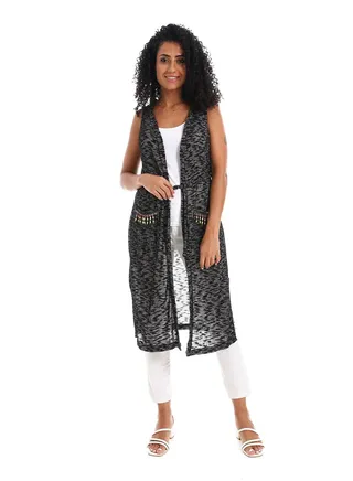 Open Neckline Cardigan And Sleevness 