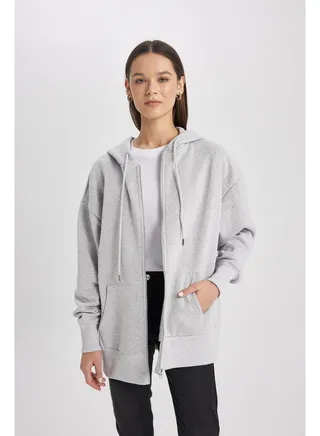 Woman Oversize Fit Hooded Long Sleeve Knitted Cardigan 