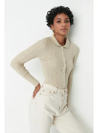 Stone Polo Collar Knitwear Cardigan TWOAW20HI0070 