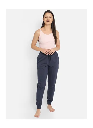 Chic Basic Cuffed Joggers in Navy -Knit 