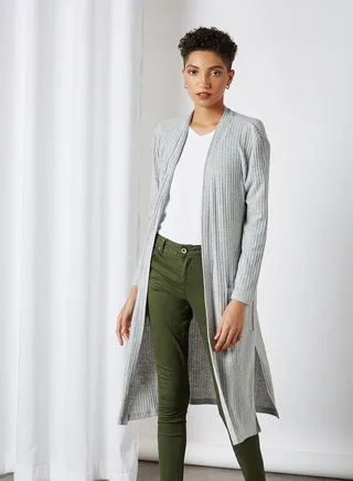 Side Slit Cardigan Grey Marl 