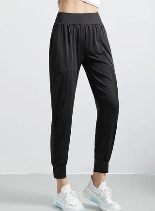 Elastic Waist Sports Joggers Black 