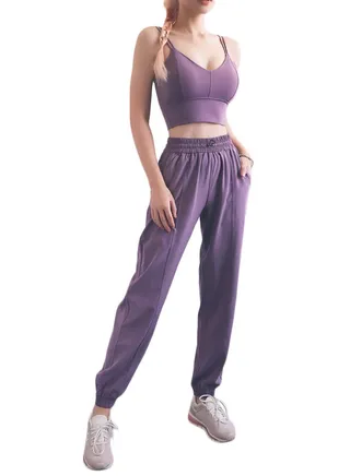 Comfy Drawstring Joggers Purple 
