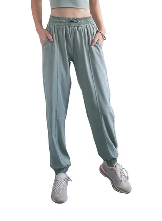 Elastic Waist Ribbed Joggers Green 