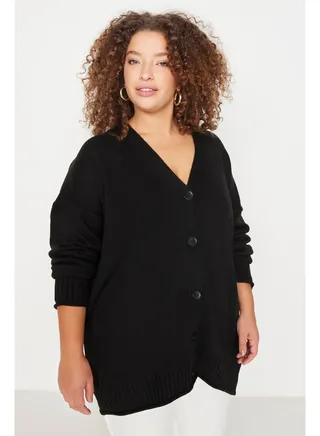 Black Button Detailed Knitwear Cardigan 