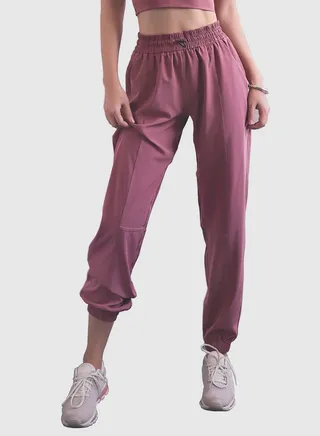 Solid Pocket Detail Joggers Pink 
