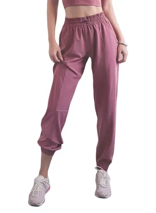 Elastic Waist Ribbed Joggers Pink 