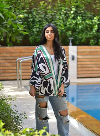 Cardigan Silk black-green 