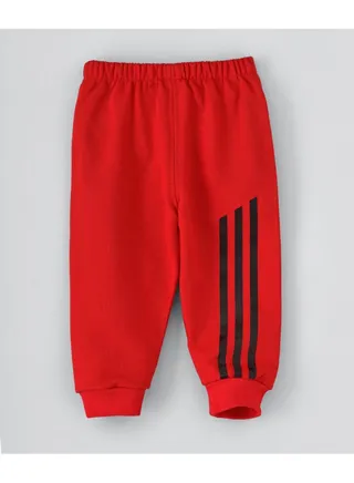 3-Stripes Detail Mid-Rise Joggers Red/Black 