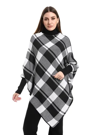 Cape Sleeve Turtleneck Sweater _ White & Black 