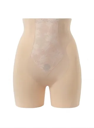 High-waisted seamless bottoming ice silk jacquard square-angle postpartum belly-control shaping pants and shaping garments 