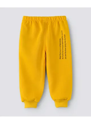 Slogan Printed Mid-Rise Joggers Yellow 