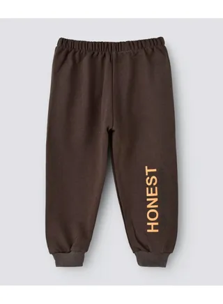 Slogan Printed Mid-Rise Joggers Brown 