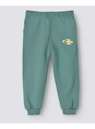 Solid Pattern Mid-Rise Joggers Green/Yellow 