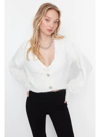 Cardigan - Ecru - Regular fit 