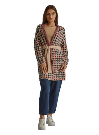 Premoda - Houndstooth Cardigan Waterfall - Houndstooth 