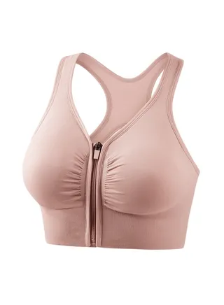 Front zip sports bra Cross Back Bra Shock-resistant Push-up bra Running Fitness Yoga vest. 