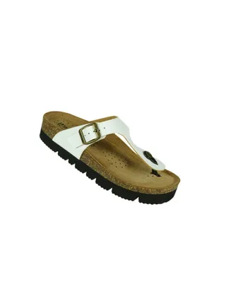 Biochic Ladies Slim Thong Sandals Wedge 012-469 6830-White 