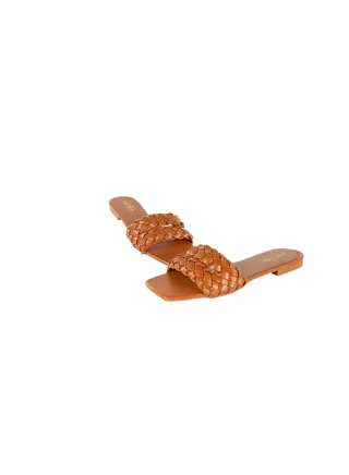 092-2283 Michelle Morgon Ladies Mesh Strap Flat Sandals Tan 