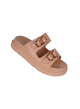Michelle Morgan Ladies Double Strap Padded Heel Slipon Lt Pink 36 