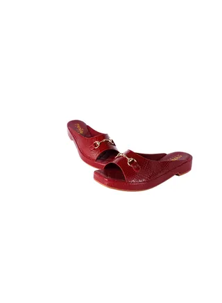 092-2310 Michelle Morgan Ladies Snake Print Low Heel Sandals Bordo 36 