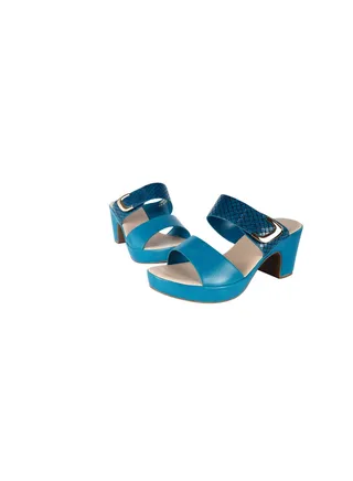 092-2329 Michelle Morgon Ladies Elegant Block Heel Sandals Turquoise 