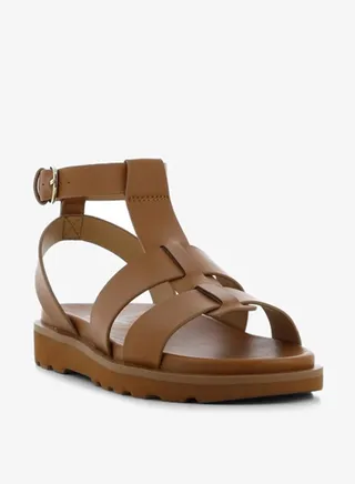 Women's Solid Gladiator Sandals with Buckle Closure 