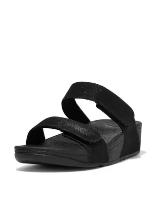 049-756 Fitflop Ladies Sandals FZ9-090 Lulu Adjustable Shimmerlux Black 