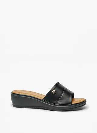 Womens Logo Detail Slip On Sandals By Shoexpress 