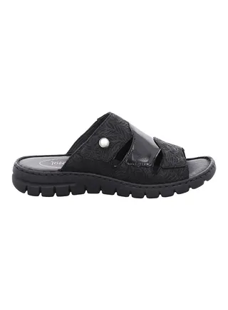 Textured Leather Sandals Black 