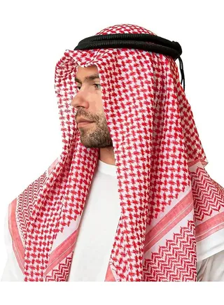 MYK Men Arab Kafiya Headscarf with Aqel Rope (Red) 
