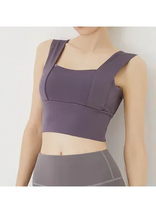 Deep U back sports underwear women's shock-proof running high strength yoga bra sports vest. 