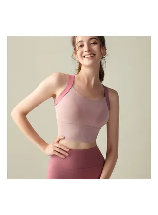 Deep U back sports underwear women's shock-proof running high strength yoga bra sports vest. 