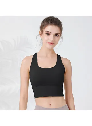 Shock-proof sports underwear integrated fixed cup fitness top running quick-drying sports bra Yoga vest. 