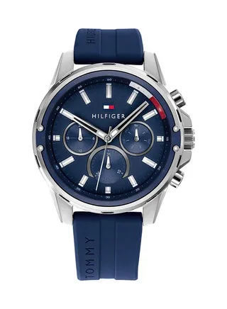Men's Mason Round Shape Silicone Strap Analog Wrist Watch 45 mm - Blue - 1791791 