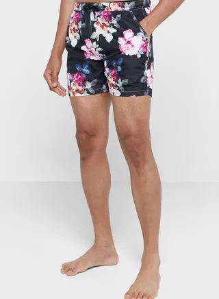 Mens 50D Poly Tropical Printed Swimshorts