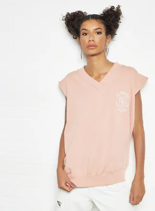 Oversized Varsity Pullover Light Pink 