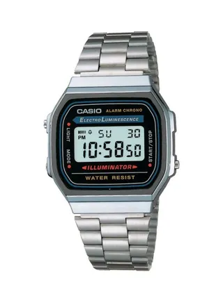 Men's Stainless Steel Digital Wrist Watch A168WA-1UWD - 36 mm - Silver 